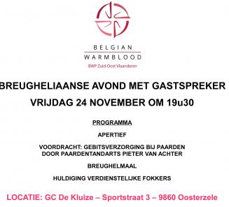Vrijdag 24 november: Breugheliaanse avond met gastspreker Vrijdag 24 november: Breugheliaanse avond met gastspreker